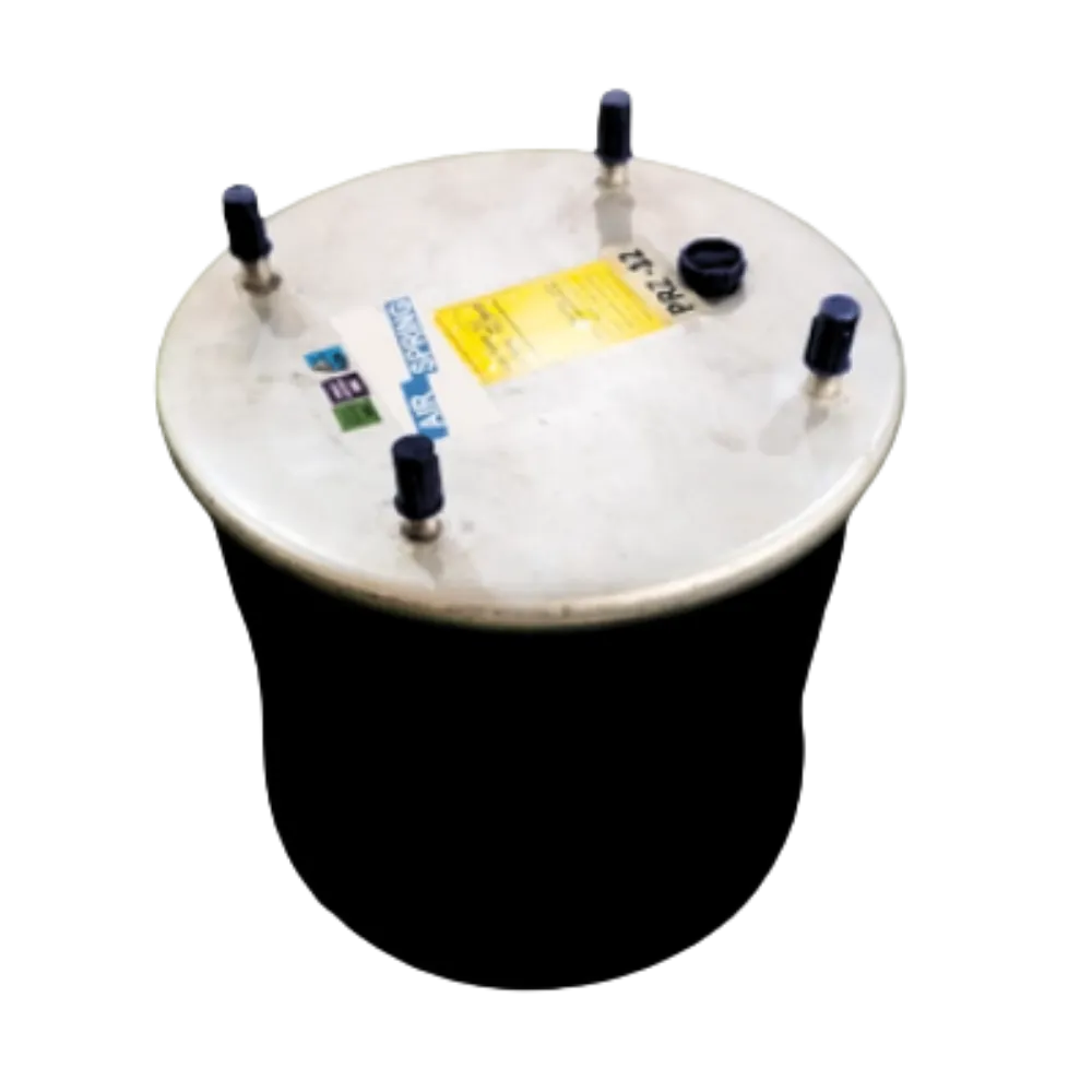 Cylindrical air spring with metal top plate and multiple valve fittings