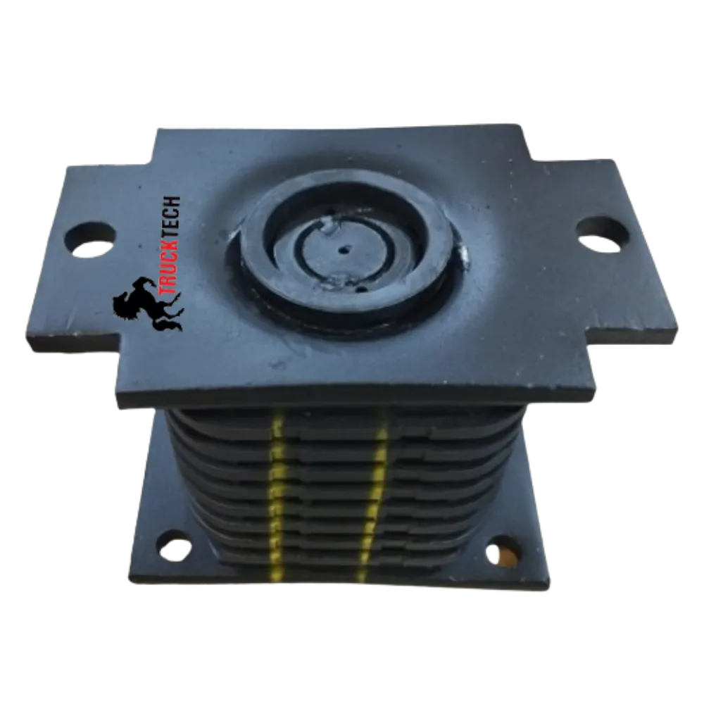 Heavy-duty truck suspension mounting block with rubber isolator