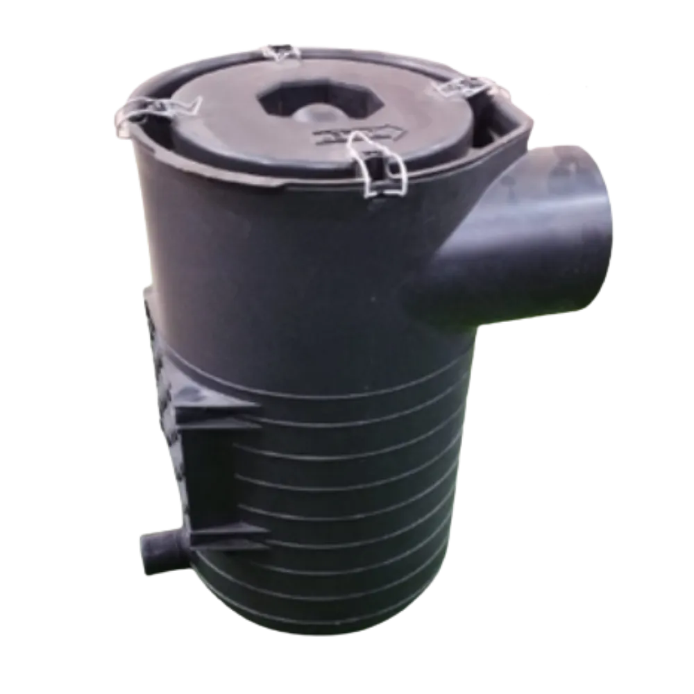 Black cylindrical plastic air intake filter housing