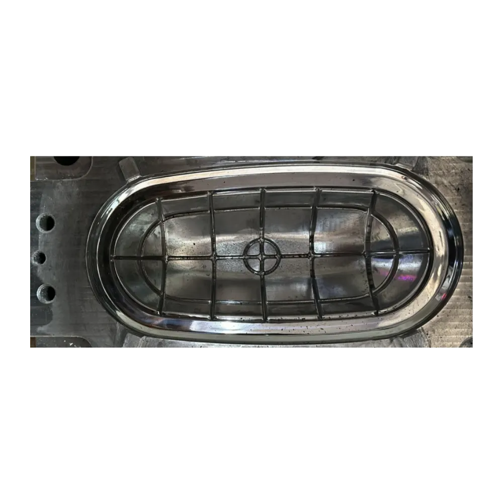 Chrome-plated plastic automotive front grille component