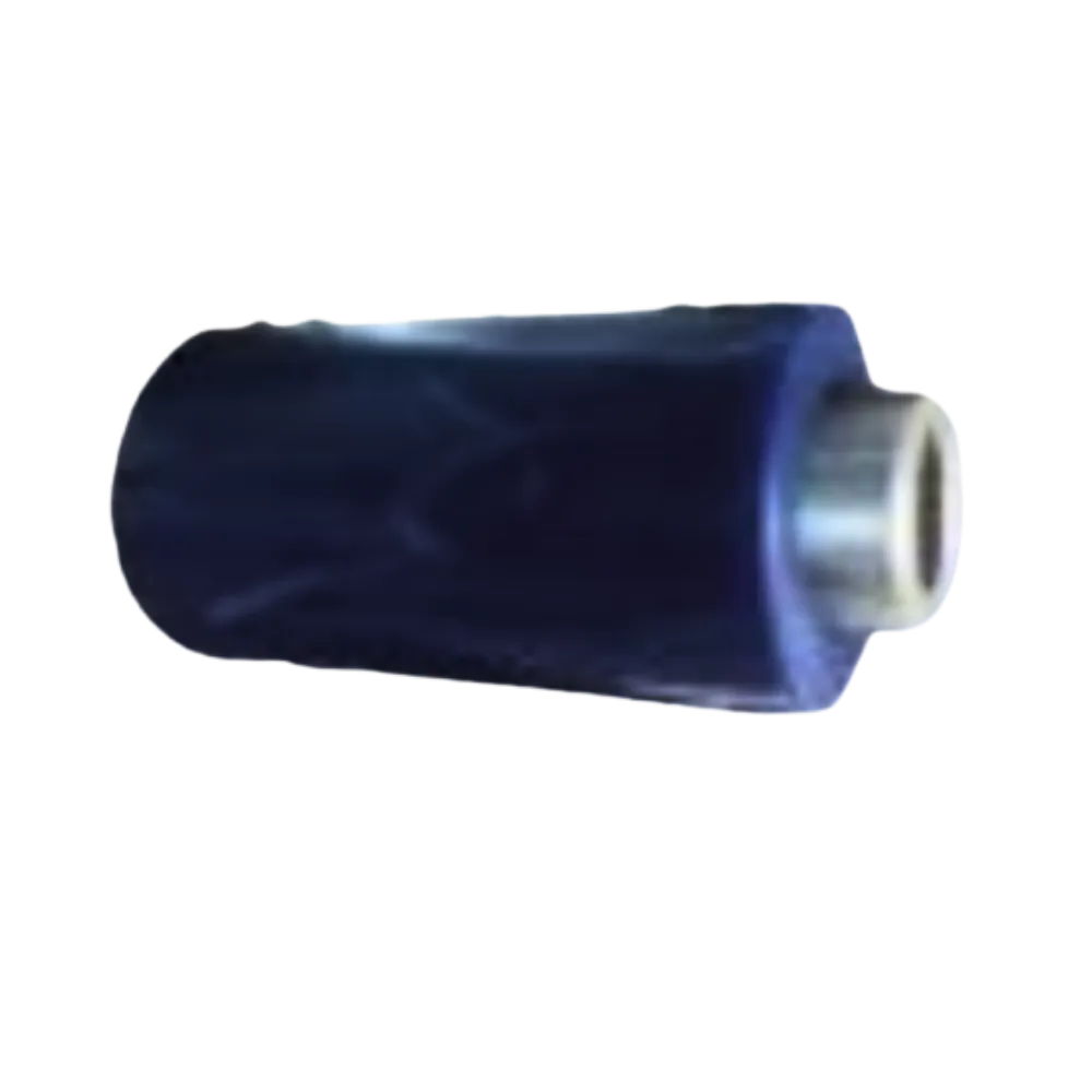 Cylindrical shock absorber bushing with metal sleeve